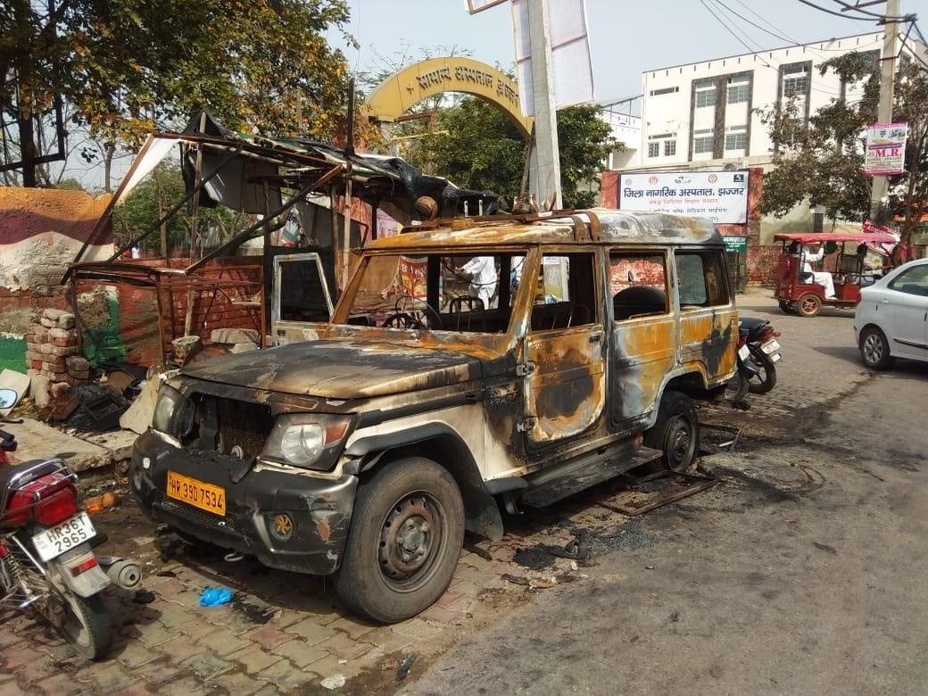 Ambulance caught fire, shop items burnt