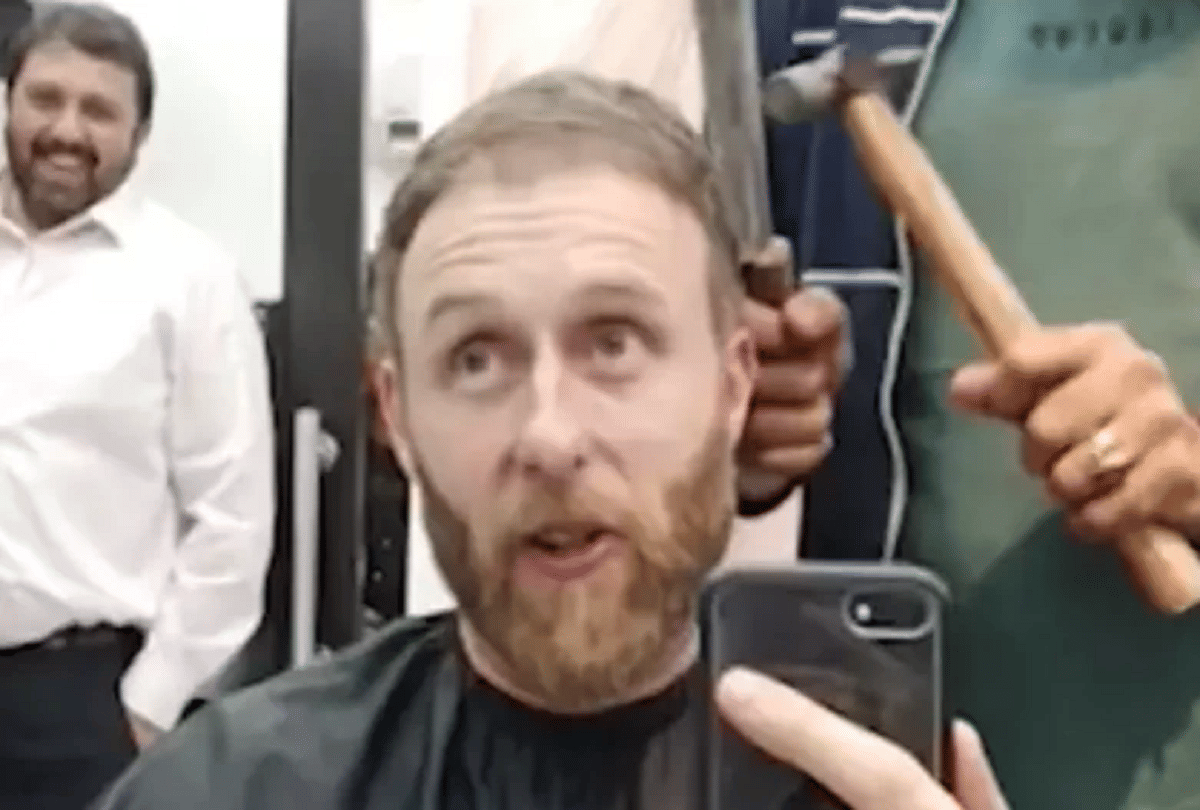 pakistani barber uses butchers knife hammer fire for hair cutting video goes viral