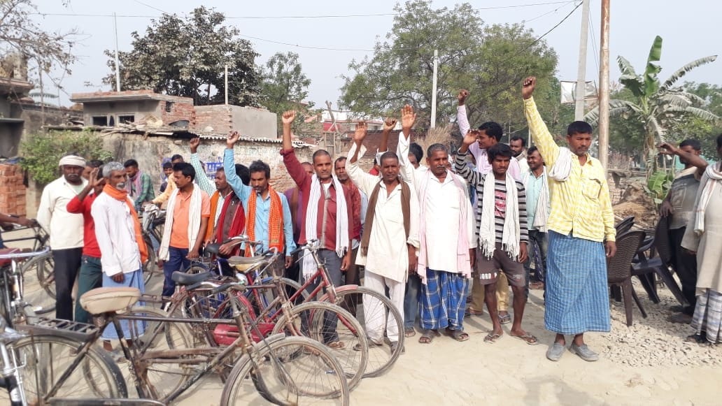 Protest with villagers for the demand to build an under pass