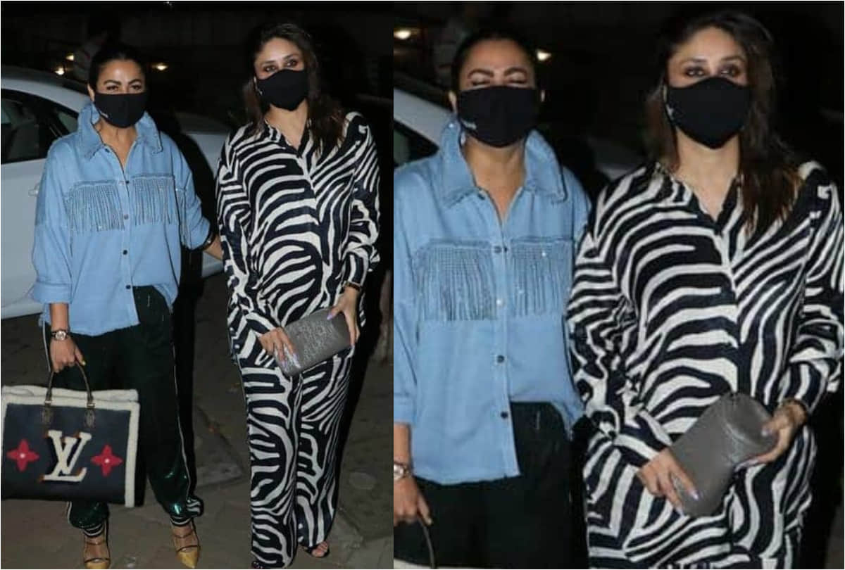 kareena kapoor after second child birth look stylish in pastel floral thigh high slit shirt dress