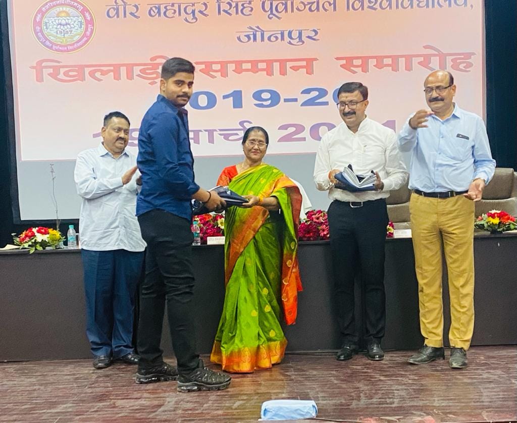 Purvanchal University Vice Chancellor honored young shooter of varanasi