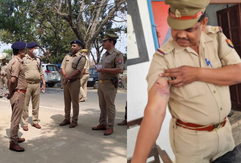 Four policeman injured in a clash in Barabanki.