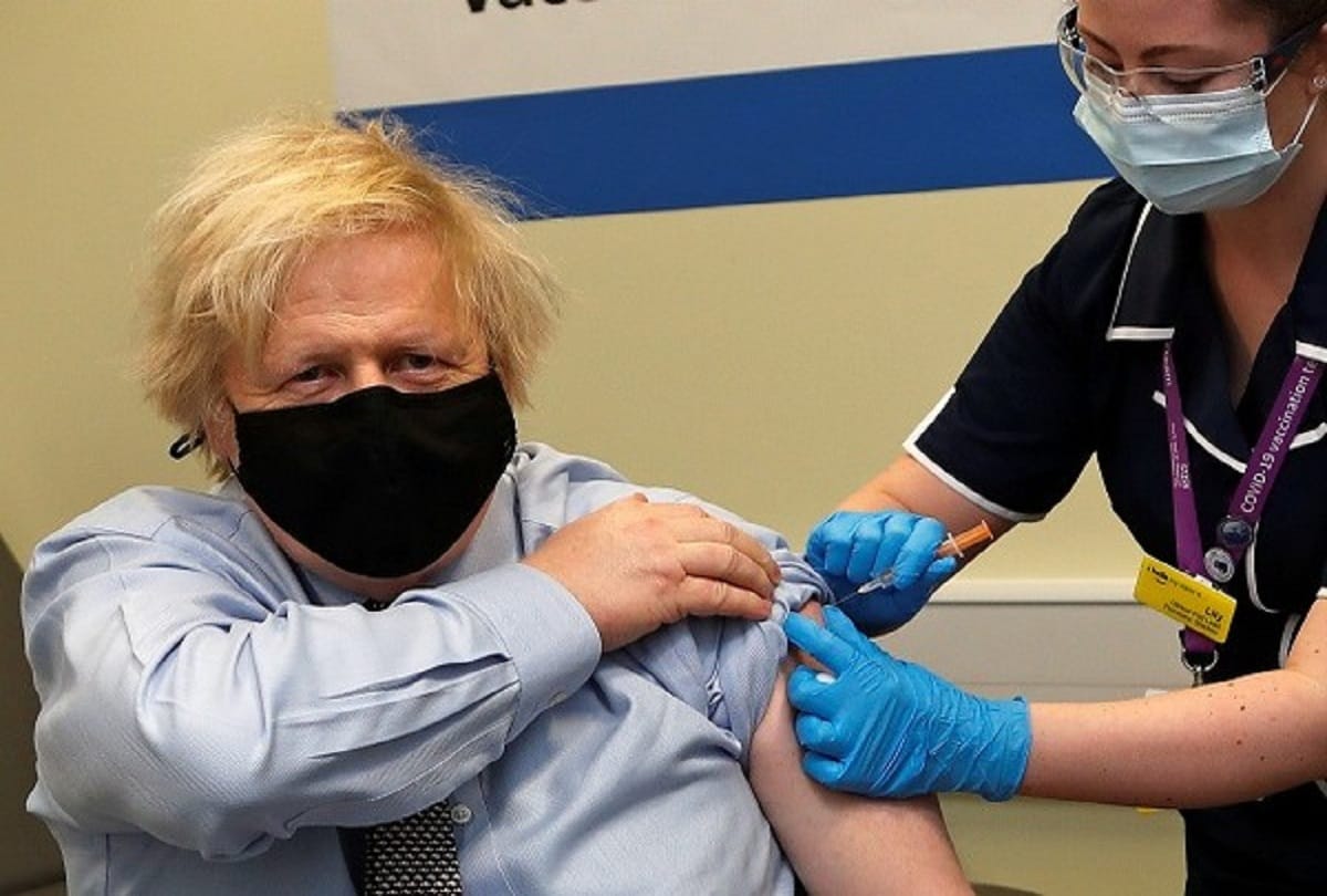 UK PM Boris Johnson takes first dose of AstraZeneca COVID 19 vaccine