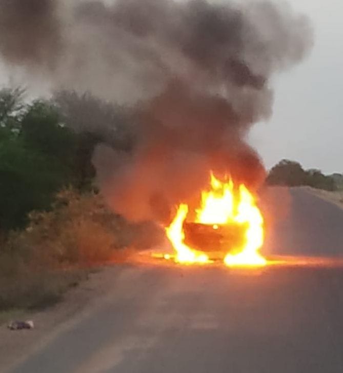 Car fire, survivors narrowly escaped