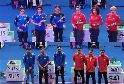 ISSF Shooting World Cup India win silver medal in mens 10m air rifle team event