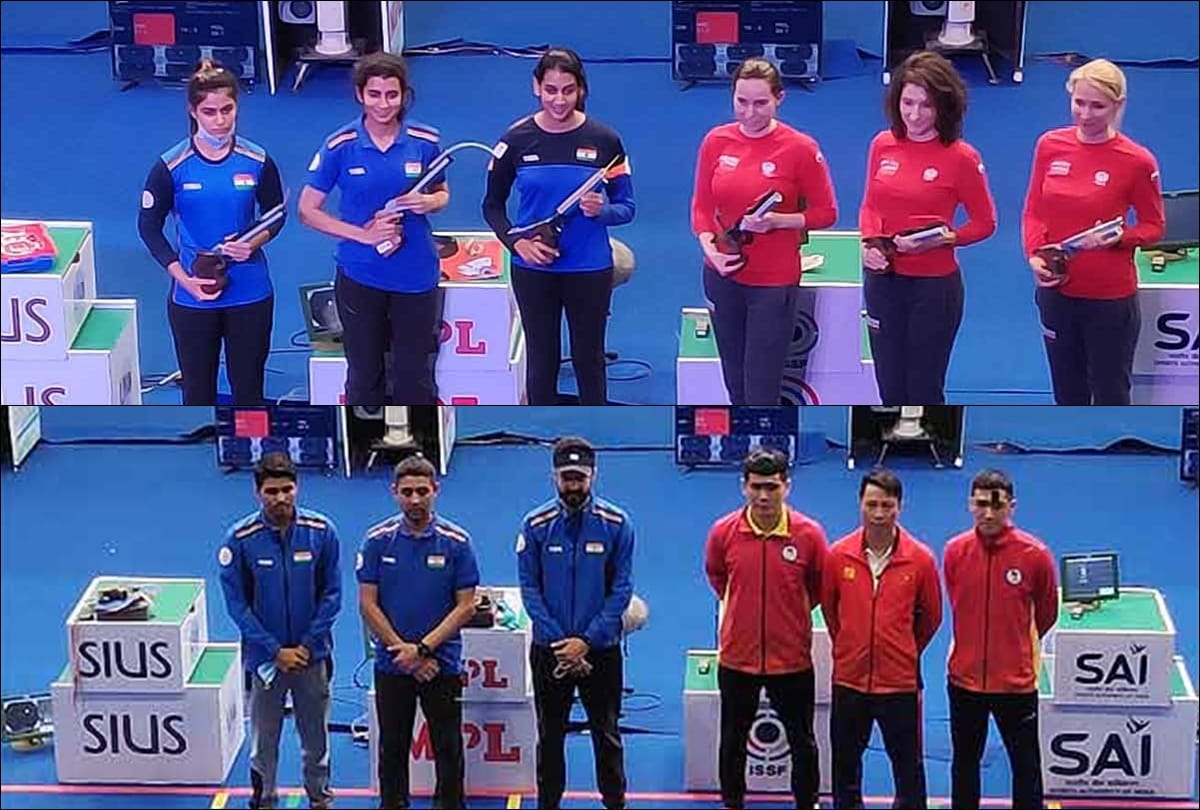 ISSF Shooting World Cup India win silver medal in mens 10m air rifle team event