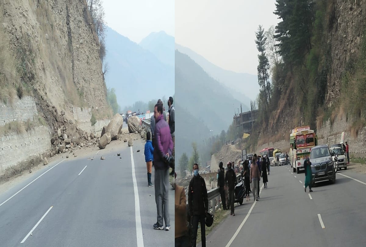 Himachal news Today: Kullu-Manali National HighwayKullu-Manali National Highway remained closed for hours due to landslides