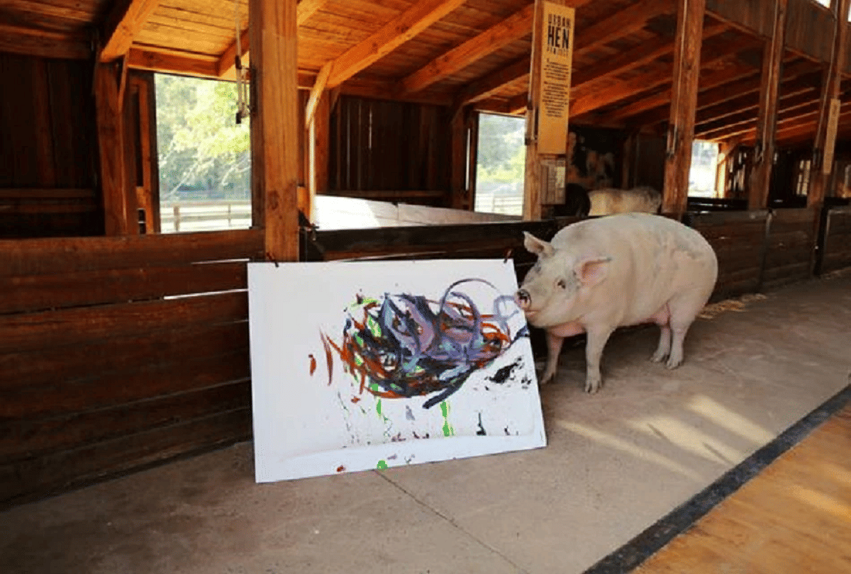 pigcasso pig who made a painting of Prince Harry of Britain sold in millions