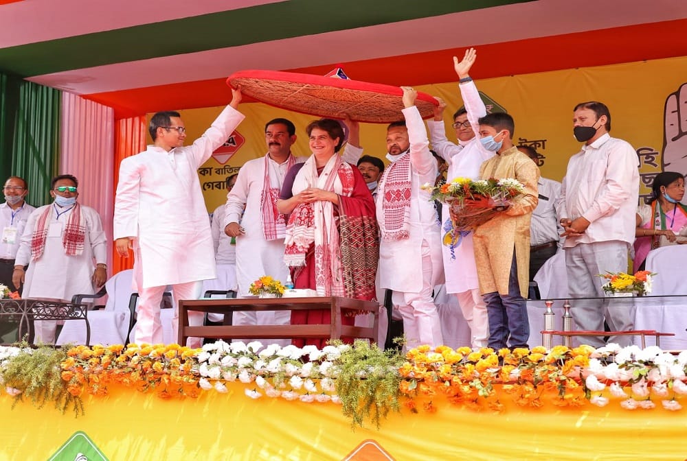 assam assembly election 2021: Priyanka Gandhi addresses a public rally in Jorhat Assam