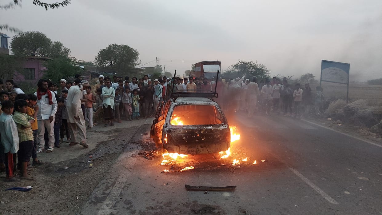 A fire broke out in a moving car, created a stir