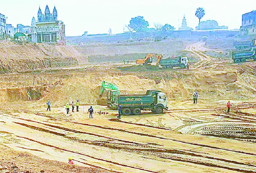 charan paduka  and fragmented sculptures found in foundation excavation for Ram temple.