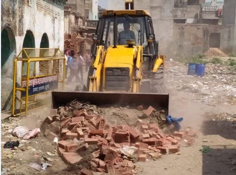 attempt to construction at PHC, jcb demolished