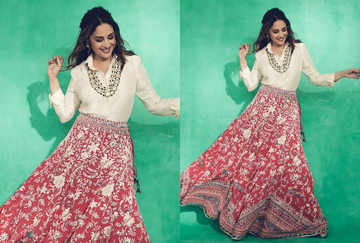 madhuri dixit go green in her latest photoshoot look like a diva