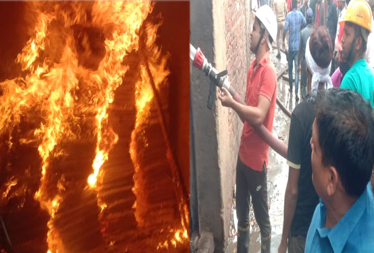 fire caught in cardboard warehouse in kanpur