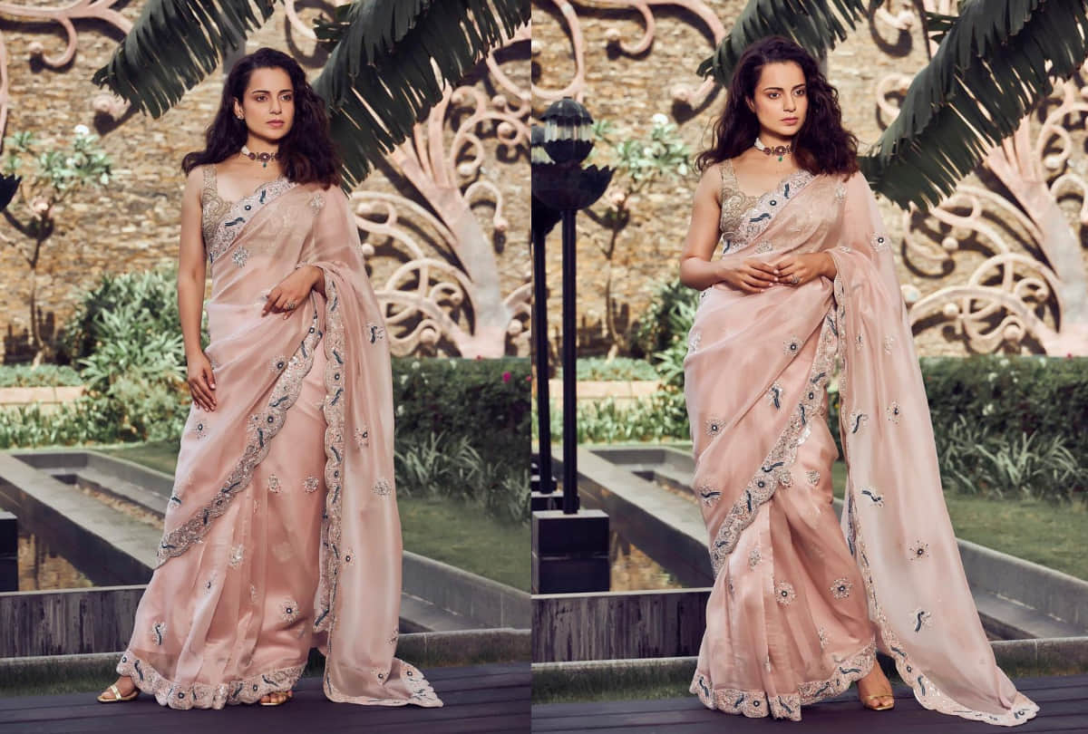 kangana ranaut look traditional in silk saree for birthday celebration