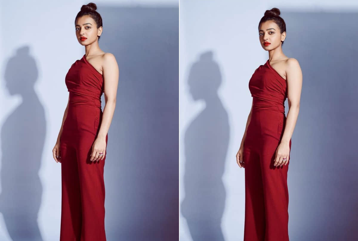 radhika apte comfy look in sultry gown with chappals