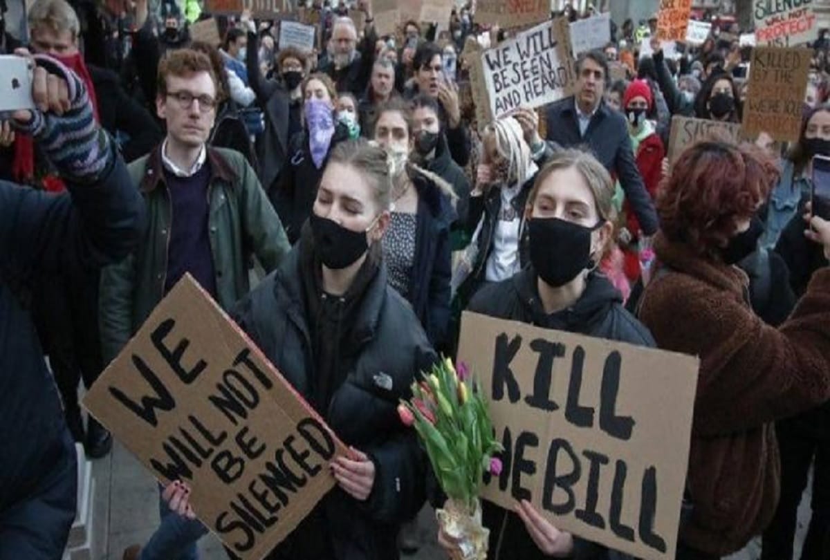 14 arrests in anti-lockdown protest in UK city of Bristol against kill the bill law