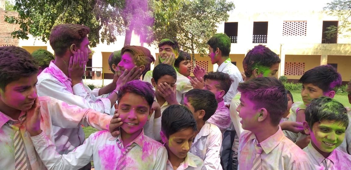 student celebrated holi before college going to close