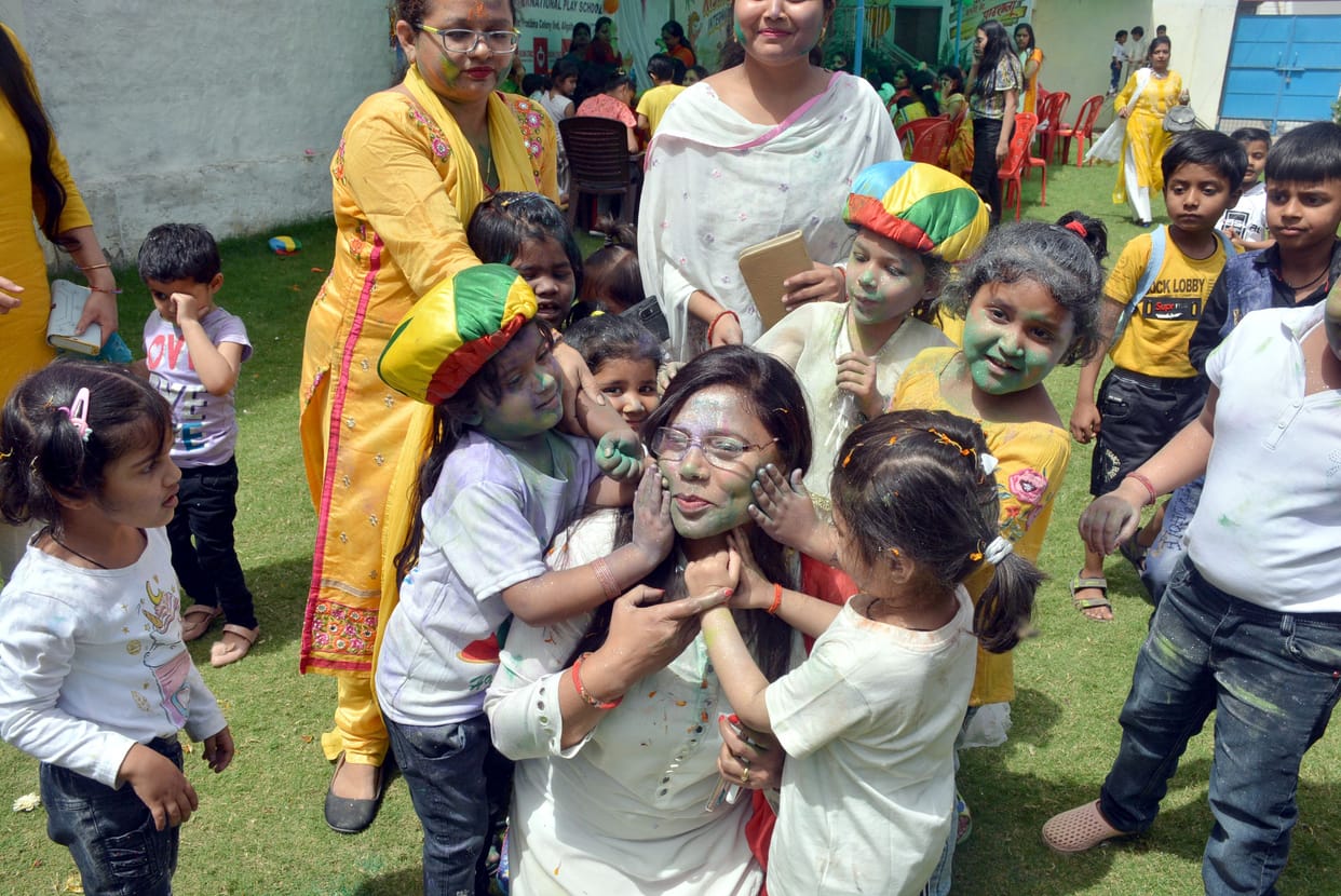 Children played Holi at Rising Stars International Play School