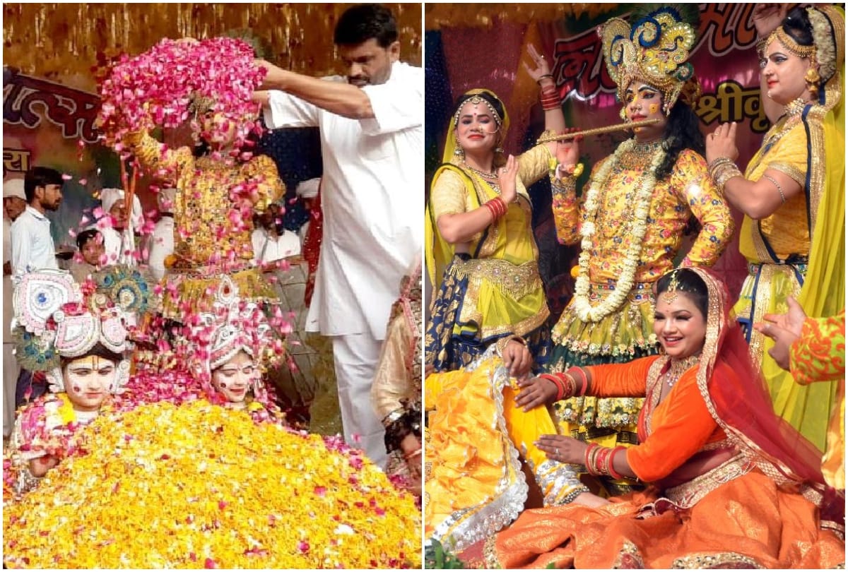 holi celebrated on shri krishna janmabhoomi in mathura