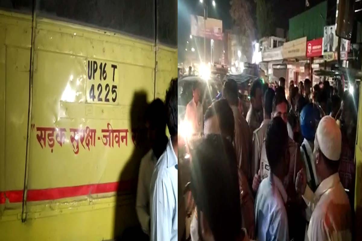 many injured in a speedy roadways Bus hit the several vehicles in Meerut