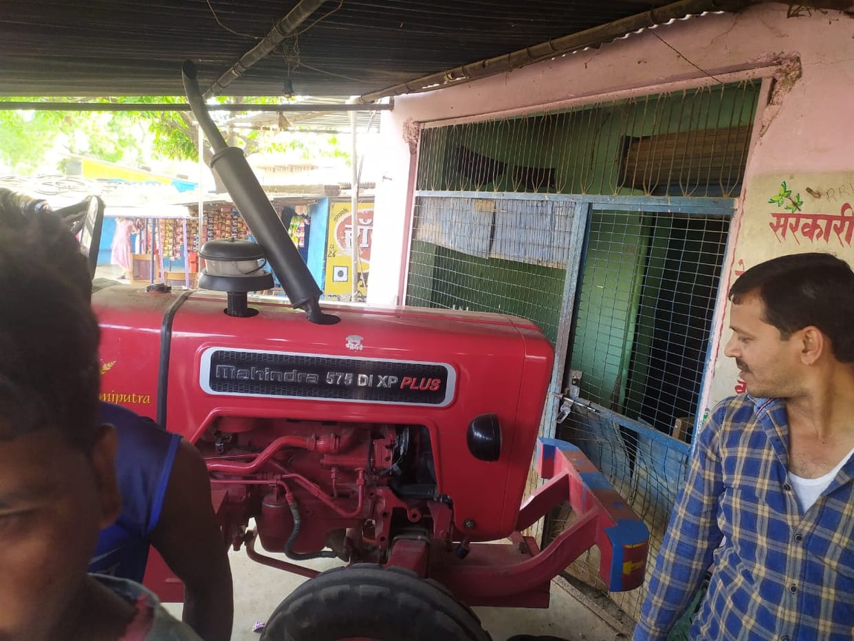 Uncontrolled tractor enters shop, narrowly escapes