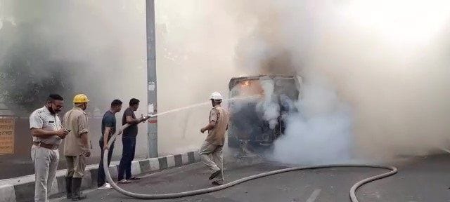 DTC bus caught fire, passengers narrowly escaped