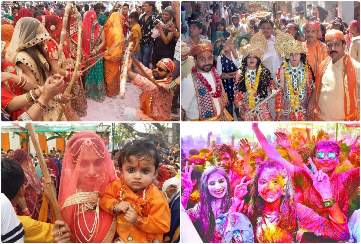 chhadimar holi celebration in lord krishna village gokul in mathura