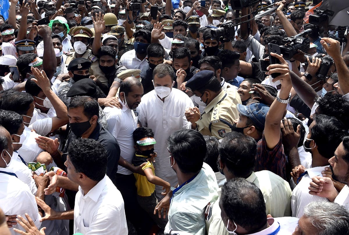 Kerala Election : Congress leader Rahul Gandhi holds a roadshow in Palakkad