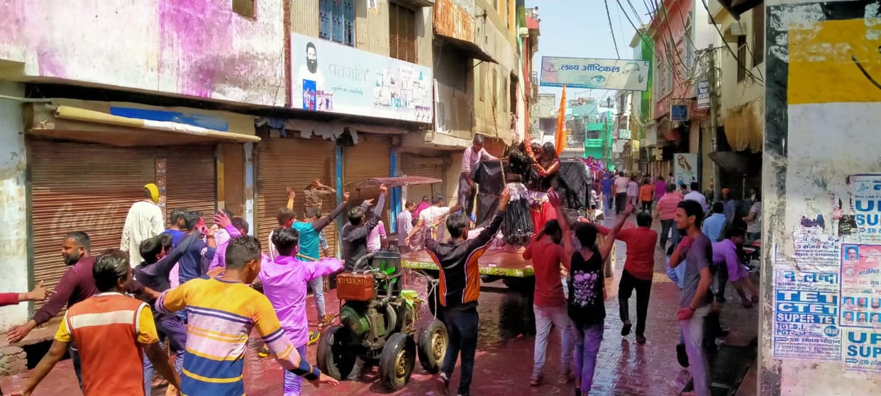 Holi starts with a color procession