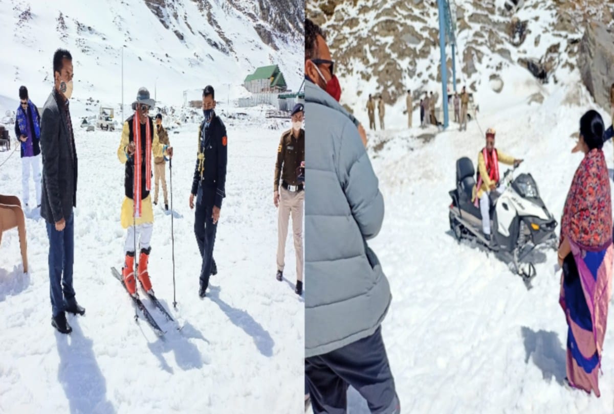 himachal governor visited rohtang tunnel and lahaul, did snow scooter ride