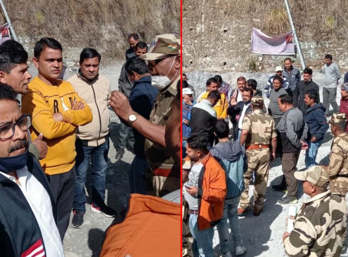 uttarakhand news : CISF jawan pointed revolver on a labour photos