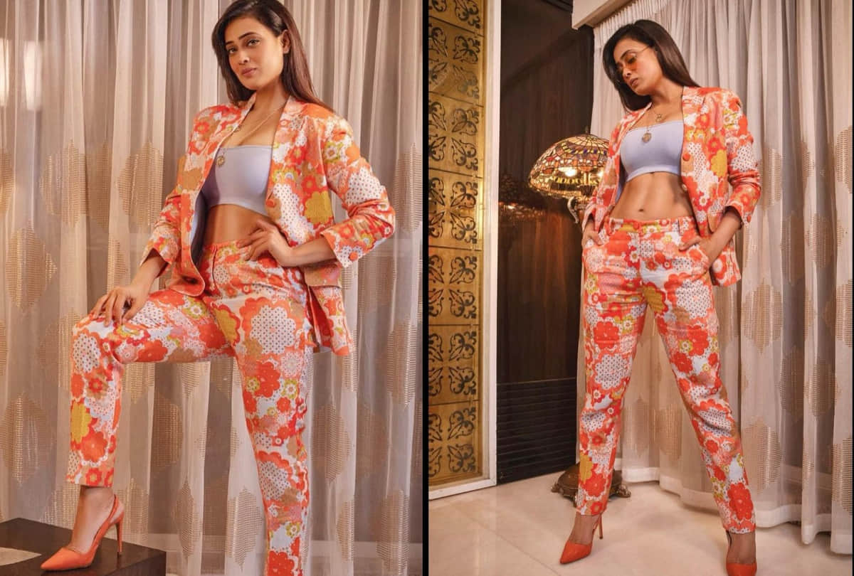 shweta tiwari shows off her toned abs in her latest photoshoot wearing orange co ord set