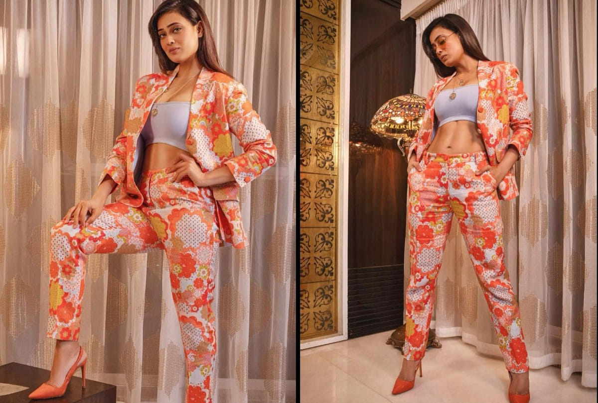 shweta tiwari shows off her toned abs in her latest photoshoot wearing orange co ord set