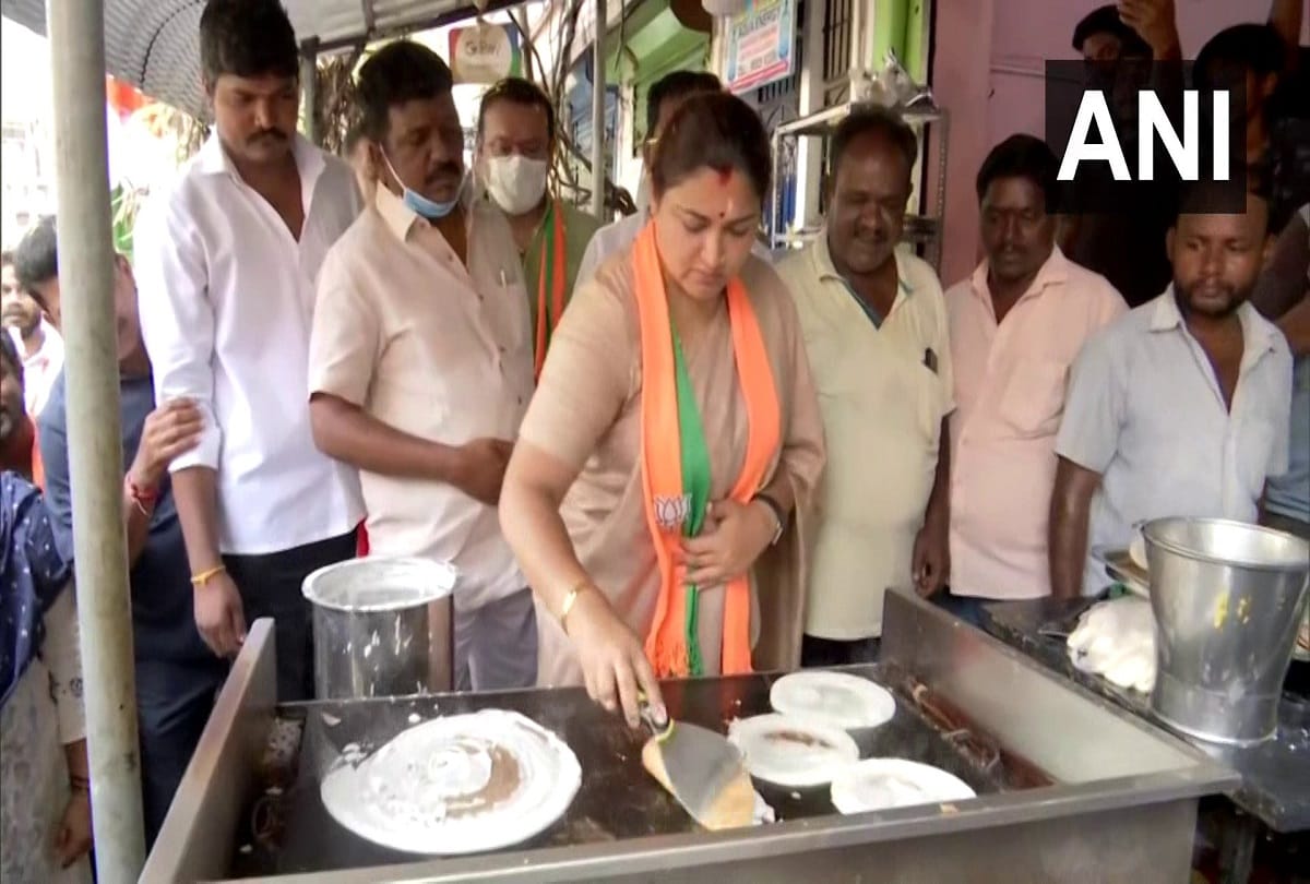 Tamil nadu assembly election 2021: BJP leader Khushbu Sundar campaigns at  Thousand Lights assembly constituency makes dosa election campaign