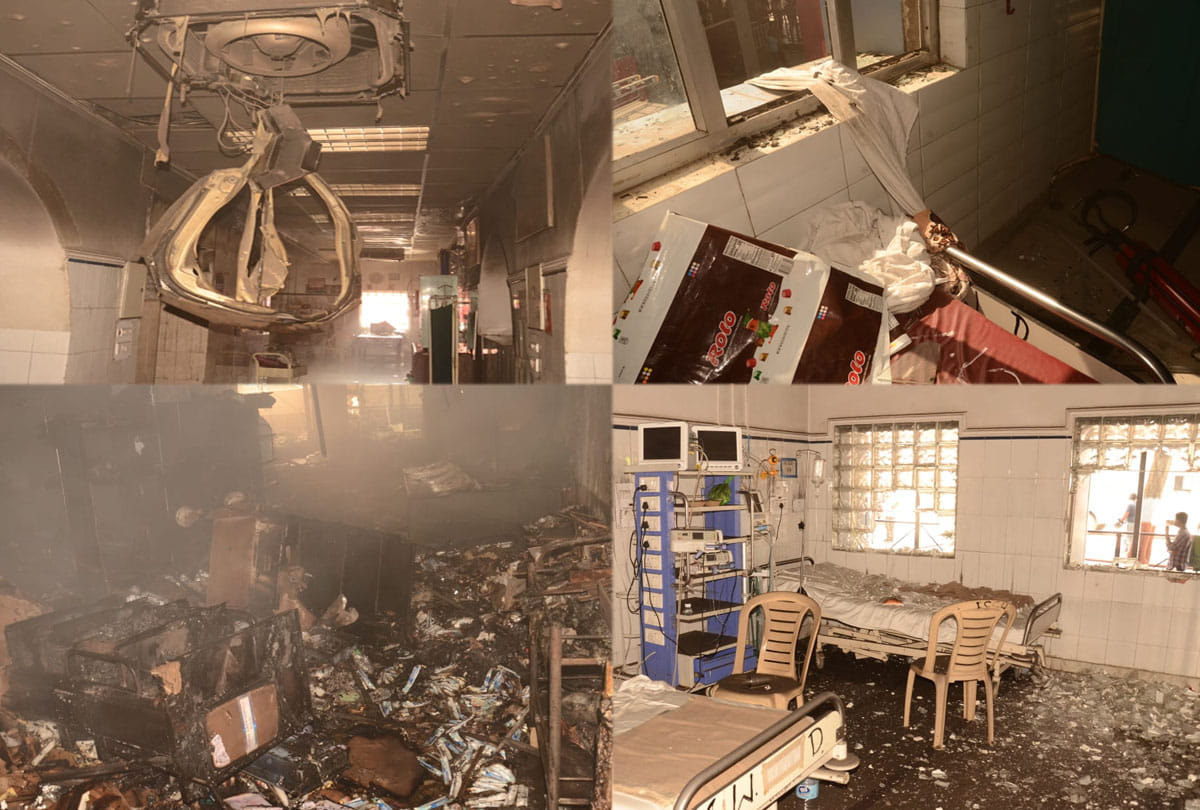 fire in icu ward of cardiology hospital kanpur