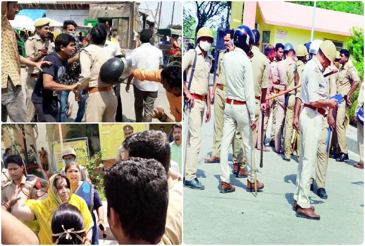clashes between rss bjp workers and police in mathura