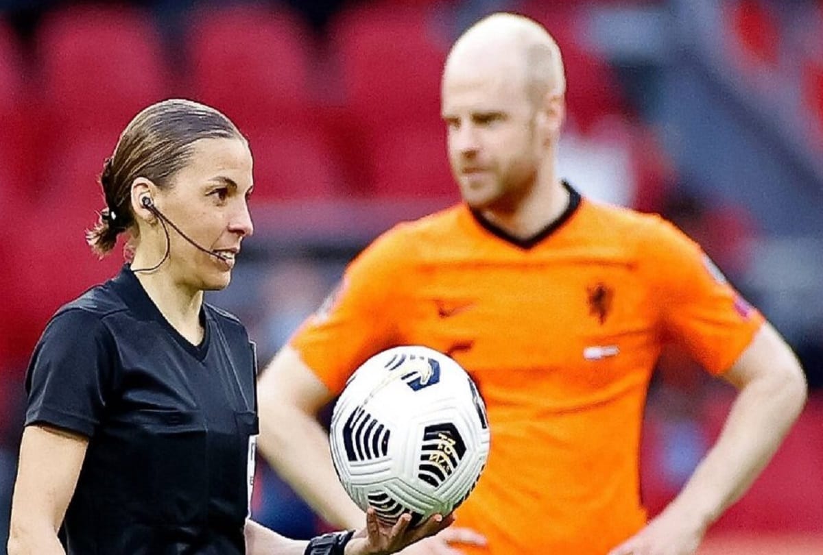Stephanie Frappart first woman in world who became match referee mens FIFA World Cup qualifier match Netherlands vs Latvia