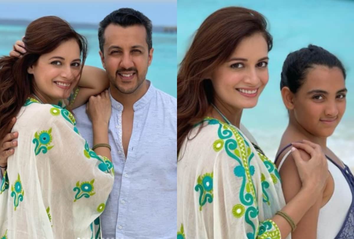 Dia Mirza Shares photos With Husband Vaibhav Rekhi And His Daughter samaira from Maldives