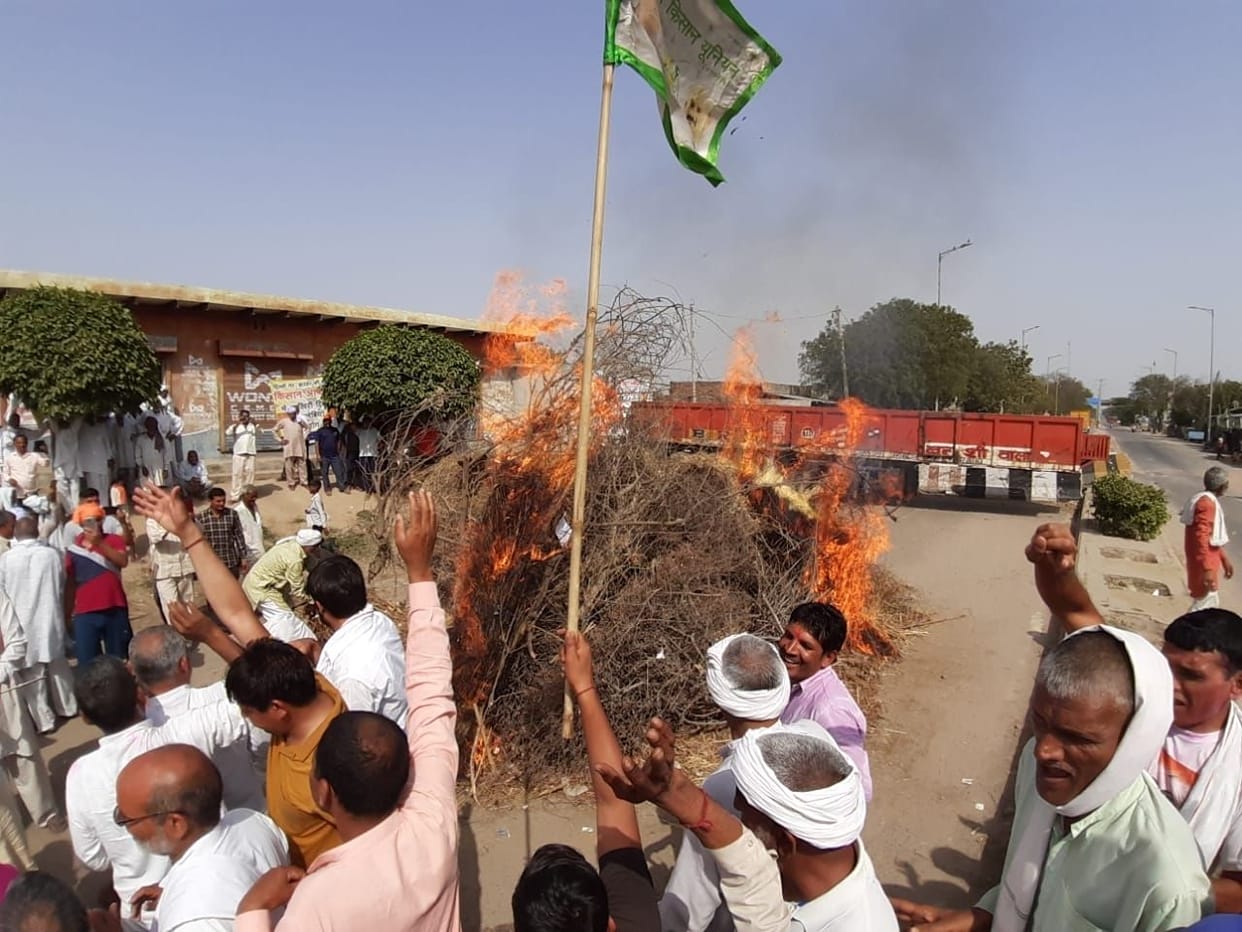 Farmers lit copies of laws in the fire of Holi