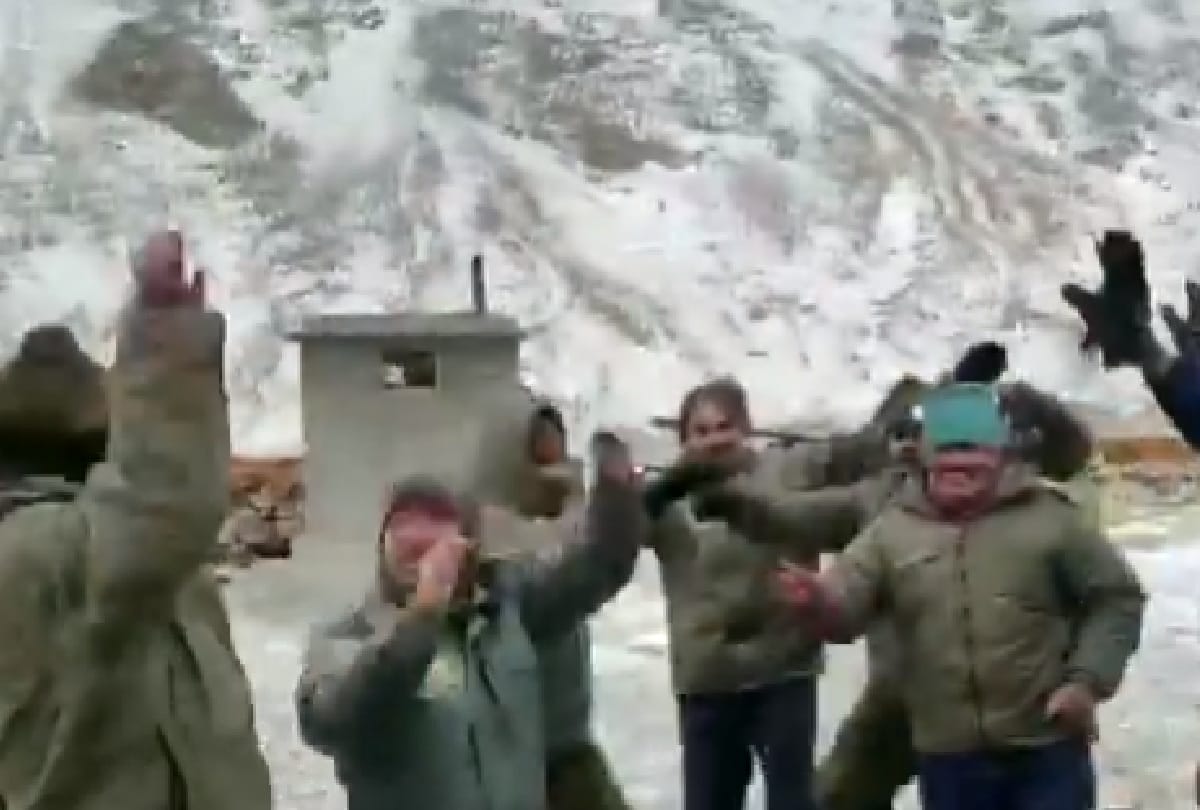 ITBP troops celebrate festival of Holi at an altitude of 17 000 feet near Galwan in Ladakh