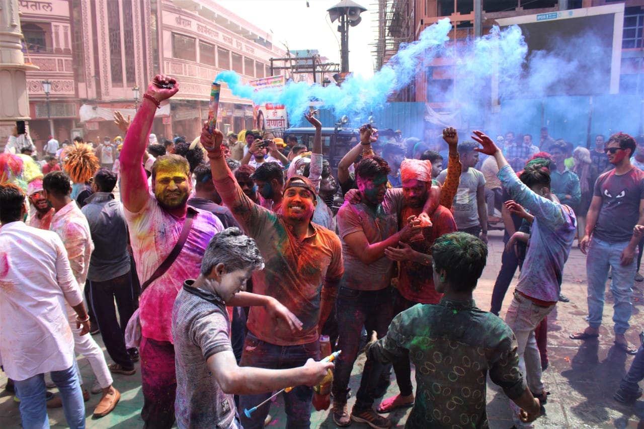Happy Holi celebration in varanasi fun with bhang and thandai with colours