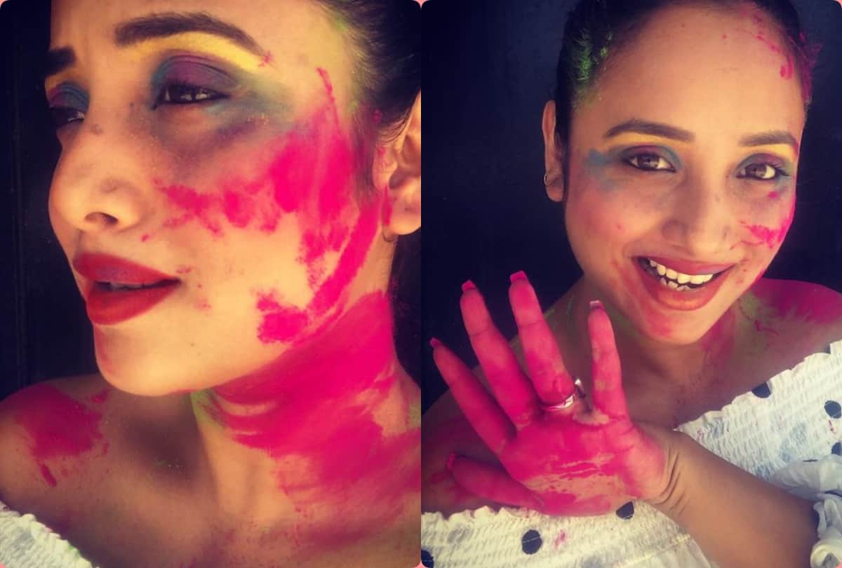 akshara singh to amrapali dubey and kajal raghwani played holi shared video on instagram