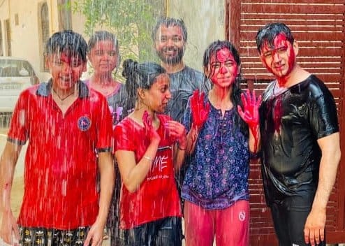 Holi blew colors, people immersed in fun