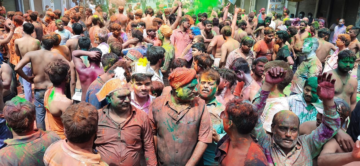 Holi played throughout the day, a round of meeting from evening to night
