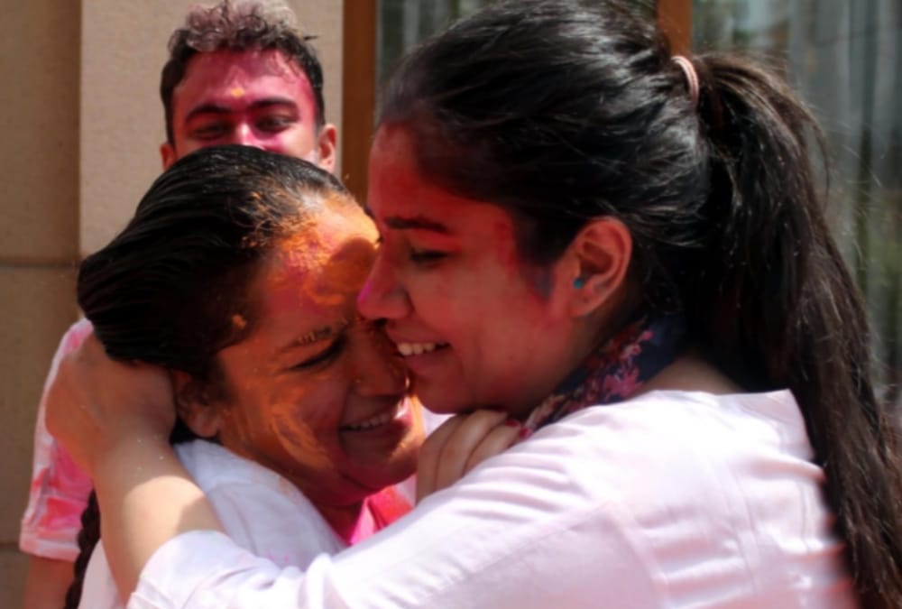 Social activist Aparna Yadav celebrate holi with her family.