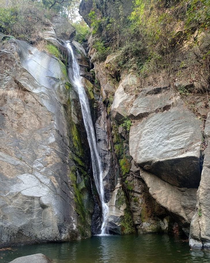 The natural waterfall of Sapteshwar Temple is enticing tourists