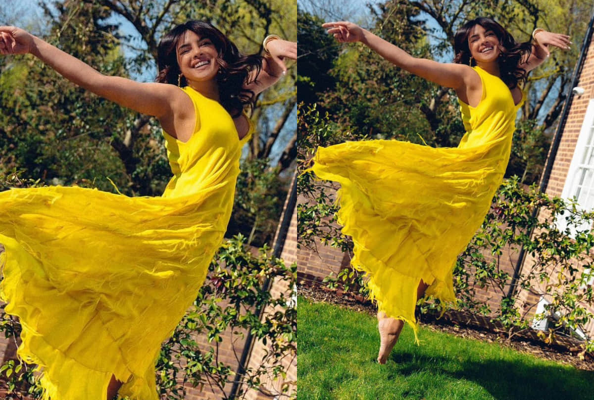 priyanka chopra wear sunshine yellow maxi dress rupees 4.45 lakh