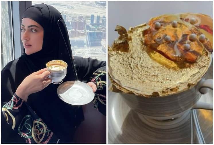 Sana Khan Enjoys 'Gold Plated Coffee' at Burj Khalifa Top Surprised By Husband Anas Saiyad