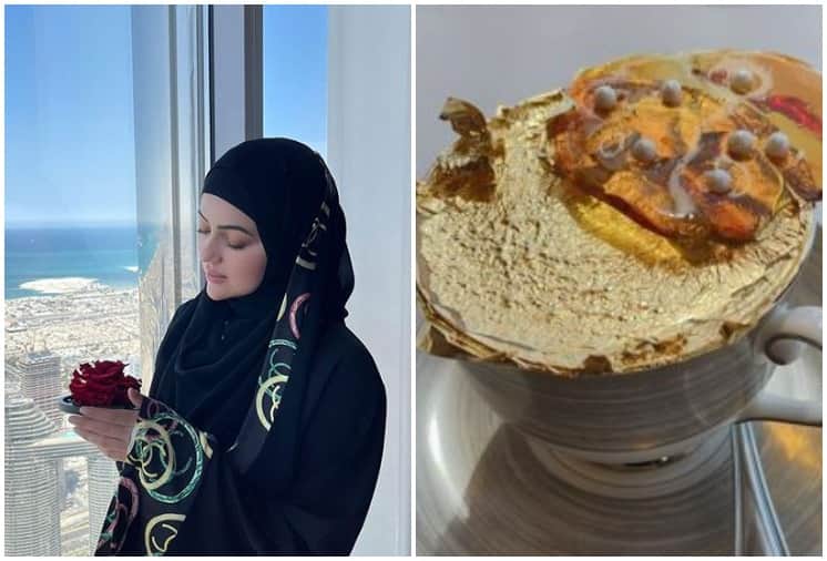 Sana Khan Enjoys 'Gold Plated Coffee' at Burj Khalifa Top Surprised By Husband Anas Saiyad
